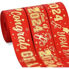TONIFUL 3 Rolls Graduation Ribbons Set, 1 Inch Total 15 Yards Blue and Gold Congrats Grad Ribbon Class of 2024 Ribbons for Graduation Lie Congrats Grad Gift Wrapping Flowers Wrapping Graduation Decor