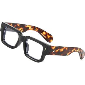 Teumire Thick Square Frame Glasses for Women Men Chunky Rectangle Non Prescription Blue Light Glasses Computer Eyeglasses