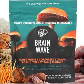 Superfood Mushroom Gummies | Delicious Daily Multi Mushroom Supplement | Lions Mane + Reishi Mushroom + Cordyceps + Turkey Tail + Chaga + Maitake | Functional | Focus Supplement | Brain Supplement
