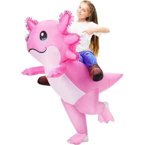 Stegosaurus Inflatable Axolotl Costume for Kids Halloween Costumes Kid Blow Up Costume Ride on Axolotl Costumes for Girls Boys Cosplay Party