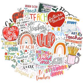 Sabary 100 Pcs Teachers' Day Stickers Waterproof Teaching Decals Teacher Appreciation Stickers for Adult Teacher Stickers for Laptop Inspirational Quotes Stickers for Water Bottle Scrapbooking Journal
