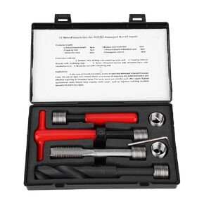 Metric Inserts Kits Thread Repair Tool Kit, M16x2 Thread Repair Kit Stainless Steel Twisted Drill Tap Wrench Threaded