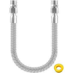 Vaticas Universal Industrial Grade Compressor Jumper Hose 3/4" NPT Male x 48" Length 750°F 450 PSI Flexible Whole Body Stainless Steel Metal Hose, Both Sides Fittings Rotate Freely and Sealing Tape