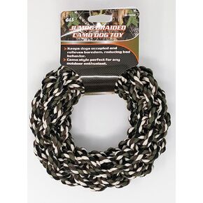 لعبة الكلب GLS Jumbo Braided Camo Rope، لعبة مضغ الحبل شديدة التحمل، تصميم حلقة السحب