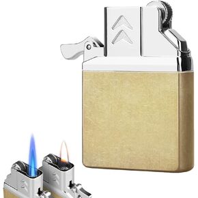 YUSUD Butane Lighter Insert, Butane Refillable Lighters, Dual Torch Jet Flame & Yellow Soft Flame, Best Unique Lighters for Men Women (No Included Fuel)