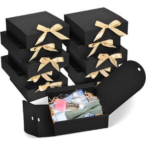 10pack Gift Boxes with Lids, 6.5''x6.5''x2'' White Gift Boxes For Presents, Paper Boxes Gift Boxes with Ribbon for Birthday Wedding Party Chocolate Candy