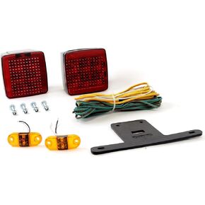 The Trailer Parts Outlet - Utility Trailer LED Light Kit - Waterproof IP68 Rated with Tail Lights, Side Markers, Low Profile ID Bar, License Plate Light, Wiring Harness, 7 Way Plug, 18 ft Cable