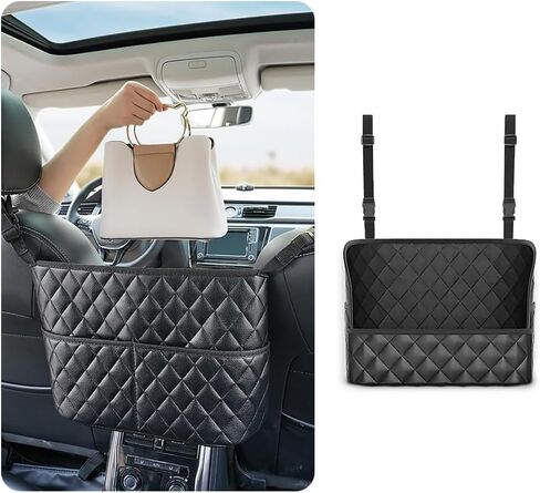 Large Capacity Purse Holder for Car,Leather Double Sided Car Storage Pocket Between Seats,The Most Practical Car Seat Organizer for Holding Phone,Key,Purse,Bottle,Umbrella in Saudi Arabia