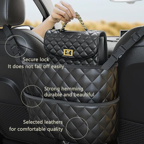 Large Capacity Purse Holder for Car,Leather Double Sided Car Storage Pocket Between Seats,The Most Practical Car Seat Organizer for Holding Phone,Key,Purse,Bottle,Umbrella in Saudi Arabia