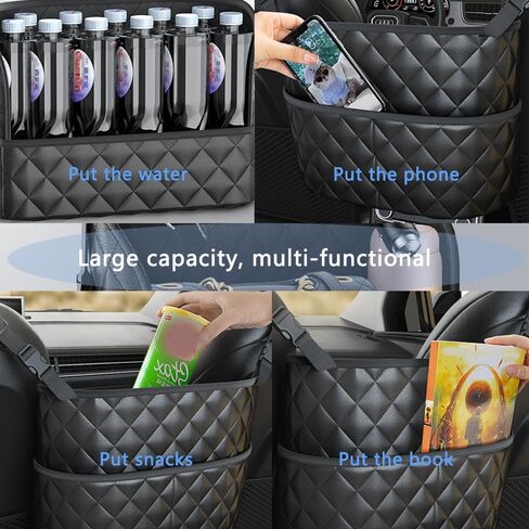 Large Capacity Purse Holder for Car,Leather Double Sided Car Storage Pocket Between Seats,The Most Practical Car Seat Organizer for Holding Phone,Key,Purse,Bottle,Umbrella in Saudi Arabia