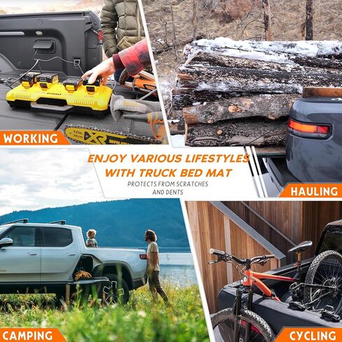 سجادة سرير الشاحنة SNOQUEEN Premium 5D TPV مصممة لRivian R1T، تغطية كاملة قابلة للطي في جميع الأحوال الجوية لشاحنة السرير وبطانة حماية البضائع in Kuwait