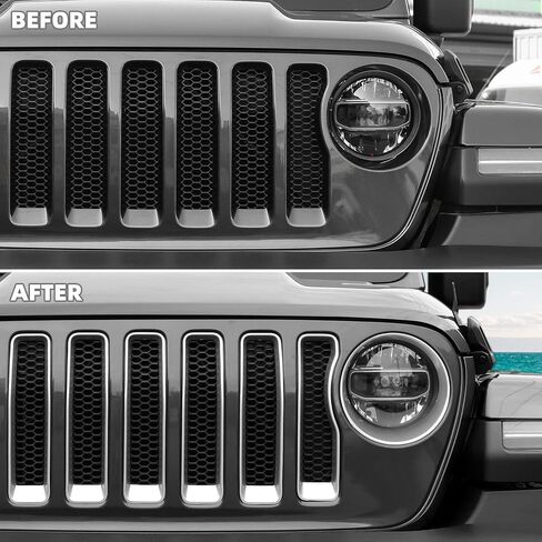 حشوة شبكة شبكية SQQP + غطاء خفيف للمصابيح الأمامية متوافق مع 2018-2023 Jeep Wrangler JL JLU (أرجواني) in Saudi Arabia