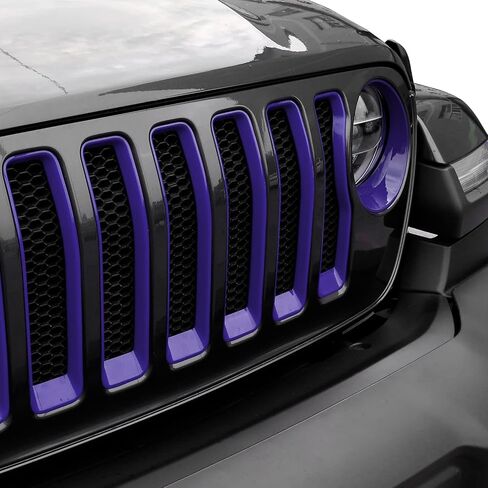 SQQP Mesh Grille Grill Insert+Headlight Turn Light Cover Trim Compatible with 2018-2023 Jeep Wrangler JL JLU (Purple) in Saudi Arabia