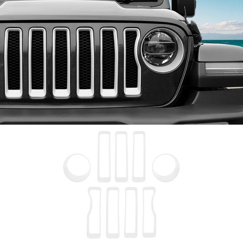 SQQP Mesh Grille Grill Insert+Headlight Turn Light Cover Trim Compatible with 2018-2023 Jeep Wrangler JL JLU (Purple) in Saudi Arabia