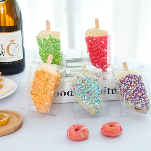 Moretoes 36pcs Clear Cakesicle Boxes, 3.5x2.4x1.4 Inches Rice Krispies Treats Boxes, Clear Boxes Individually Wrapped with Hole, Cake Pop Macaron Boxes in Saudi Arabia