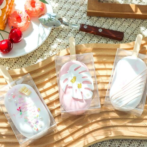 Moretoes 36pcs Clear Cakesicle Boxes, 3.5x2.4x1.4 Inches Rice Krispies Treats Boxes, Clear Boxes Individually Wrapped with Hole, Cake Pop Macaron Boxes in Saudi Arabia