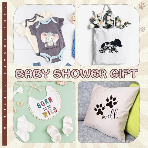 Teling 36 Pcs Iron on Decals Baby Shower Games Iron on Transfers Stickers Patches Baby Bodysuit Making Bibs Decorating Kit Funny Patch Maker for Gender Reveal T Shirt (Safari Animal) in Saudi Arabia