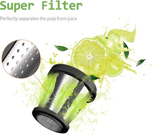 whall® عصارة بطيئة، عصارة مضغ، آلات عصارة الكرفس، آلات عصارة الضغط البارد للخضروات والفواكه، عصارات بمحرك هادئ ووظيفة عكسية، سهلة التنظيف بفرشاة، رمادي in Kuwait