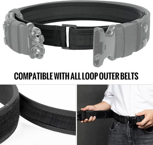 VISMIX 1.5" Inner Belt Hook Liner Inner Belt Fit Inside Duty Belt Concealed Carry for 1.75"-2" Loop Outer Belt-Large in Kuwait