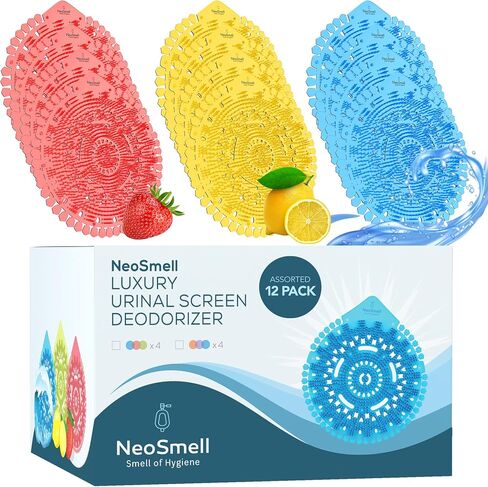 NeoSmell Luxury Urinal Screen Deodorizer (12 Pack), Multi-Scented Urinal Cakes for High-Traffic Restrooms, Urinal Screen Deodorizer for Lasting Odor Control, Anti Splash Urinal Pads Fit Most Urinals in Saudi Arabia