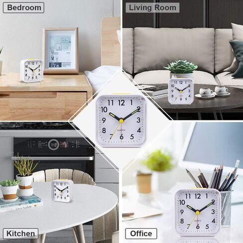 Tisaika Silent Alarm Clocks Bedside Non Ticking Battery Powered Table Clocks Luminous Large Display Snooze Light Function for Bedroom Office in Saudi Arabia
