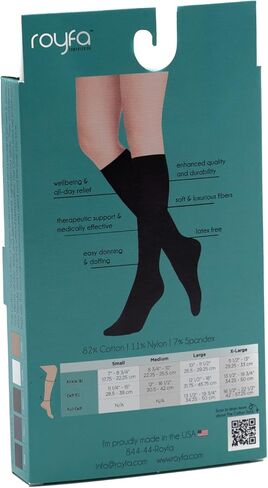 Royfa Cotton compression socks for Women and Men, 20-30 mmHg support stockings, Closed Toe circulator compression sock (X-Large, Ebony) in Saudi Arabia