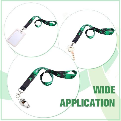 40 Pcs Mental Health Awareness Lanyard with Buckle Green Awareness Ribbon Lanyard Keychain and ID Holder for Keys or Badge Mental Badge Awareness Lanyards for Women Men Teacher Student Gifts Supplies in Saudi Arabia