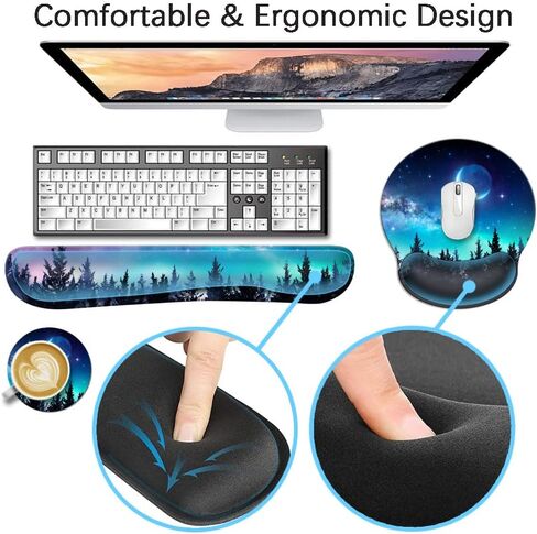 Keyboard Wrist Rest & Mouse Wrist Rest Pad & Coaster, Made of Memory Foam, Ergonomic Support, Easy Typing and Relieve Wrist Pain, Perfect for Gaming, Computer, Office, Laptop, Animal in Saudi Arabia