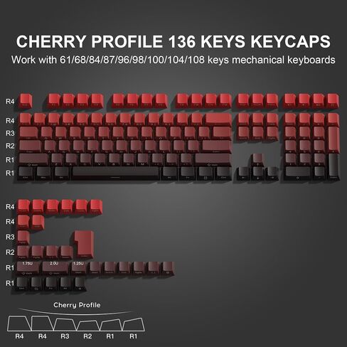 Shine Through PBT Keycaps, Double Shot Side Printed Keycaps,Cherry Profile Dye-Sub Key Caps, Japanese Anime Keycap Set for Mechanical Keyboards with MX Switches- Only Keycaps in Saudi Arabia