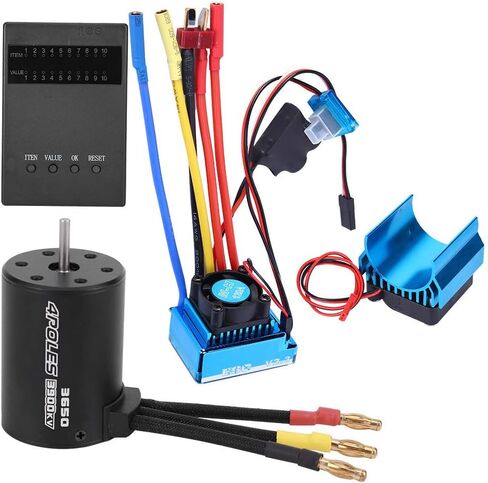 مجموعة VGEBY RC Motor ESC، محرك 3650 3900KV + ESC بدون فرش + حوض حراري + ملحقات مجموعة بطاقات البرنامج المتوافقة مع ملحقات السيارة طراز RC (120A) in Saudi Arabia
