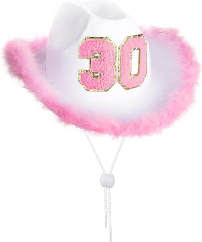 قبعة رعاة البقر الوردية لعيد الميلاد الثلاثين من JUSTOTRY - هدايا يوم الميلاد الثلاثين للنساء، قبعات راعية البقر مع حافة واسعة لزينة عيد الميلاد الثلاثين in Kuwait