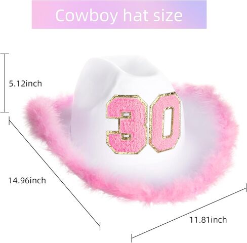 قبعة رعاة البقر الوردية لعيد الميلاد الثلاثين من JUSTOTRY - هدايا يوم الميلاد الثلاثين للنساء، قبعات راعية البقر مع حافة واسعة لزينة عيد الميلاد الثلاثين in Kuwait