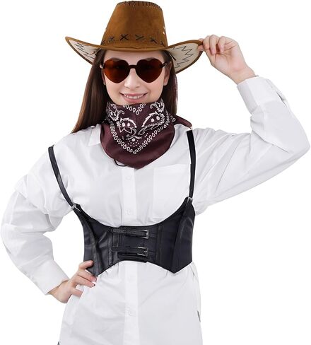 choyaxo Western Cowboy Costume Set Including Cowgirl Hat Heart Shaped Sunglasses and Bandana for Halloween， in Saudi Arabia
