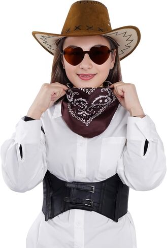 choyaxo Western Cowboy Costume Set Including Cowgirl Hat Heart Shaped Sunglasses and Bandana for Halloween， in Saudi Arabia
