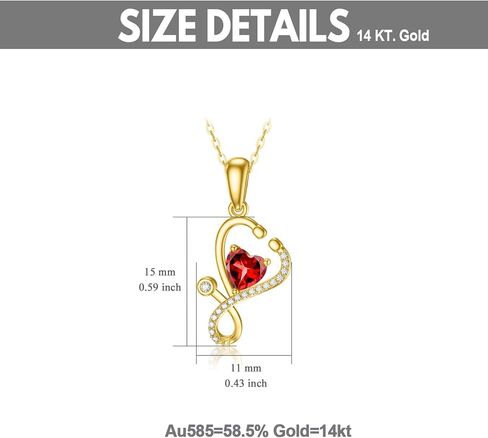 Yafeeso 14K Gold Stethoscope Necklace for Wonen, Heart-Shaped Stethoscope Pendant Necklace Medical Jewelry for Doctor Nurse Medical Student Gifts,16+2 Inch in Saudi Arabia