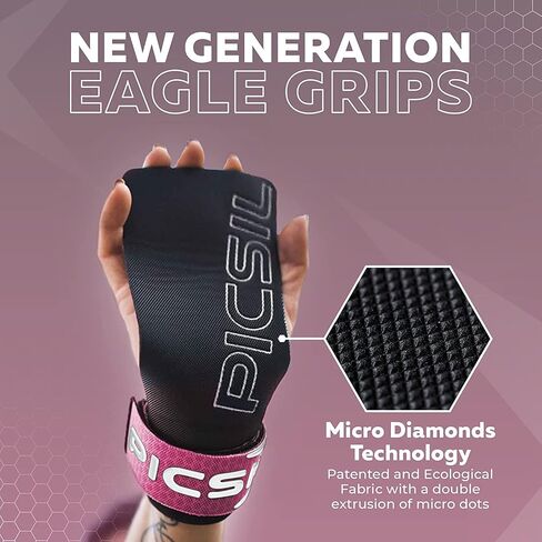PICSIL Golden Eagle Hand Grips, Fingerless Grip Gloves Wrist Support for Weightlifting & Gymnastics with Micro-Diamond Technology for Magnesium Retention, Blocks Tears & Blisters in Saudi Arabia
