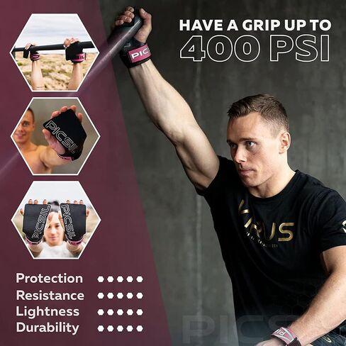 PICSIL Golden Eagle Hand Grips, Fingerless Grip Gloves Wrist Support for Weightlifting & Gymnastics with Micro-Diamond Technology for Magnesium Retention, Blocks Tears & Blisters in Saudi Arabia