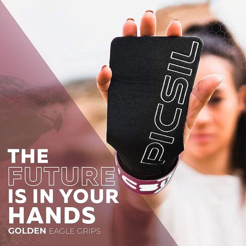 PICSIL Golden Eagle Hand Grips, Fingerless Grip Gloves Wrist Support for Weightlifting & Gymnastics with Micro-Diamond Technology for Magnesium Retention, Blocks Tears & Blisters in Saudi Arabia