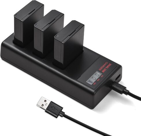 شاحن بطارية Sunydog LP-E10 شاحن 3 فتحات مع مؤشرات LED منفذ USB صغير ونوع C + 3 قطع بطاريات LP-E10 7.4 فولت 2300 مللي أمبير متوافقة مع EOS Rebel T3/T5/T6/T7/T100 Kiss X50/X70/X80/X90/ 1100 د in Kuwait