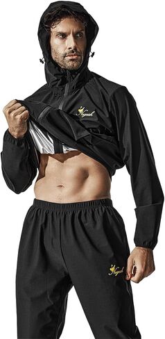 Negash Zipper Sauna Suit with Hood - Ultimate Sweat Suit for WeightLose, Men's Sauna Suit | Intense Workout Gear for Men in Saudi Arabia