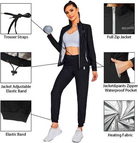 REEDBEEK Sauna Suit Weight Loss Hot Sweat Suits Sauna Pants with Pockets Gym Workout Exercise for Women in Saudi Arabia