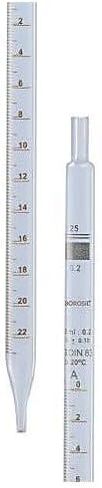 Borosil® ماصات مصلية من الفئة A قابلة لإعادة الاستخدام (ممصات) مع تدرجات كهرمانية دائمة وأرقام تسلسلية فردية، شهادة فردية، 10 مل (فواصل زمنية 0.1 مل)، 10/CS in Kuwait