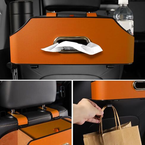 Backseat Car Organizer, Leather Car Organizer Backseat, Car Back Seat Organizer with 2 Cup Holder,1 Tissue Holder, Seat Headrest Hooks Storage, Phone Stand Holder,Great for Kids Children, Black in Saudi Arabia