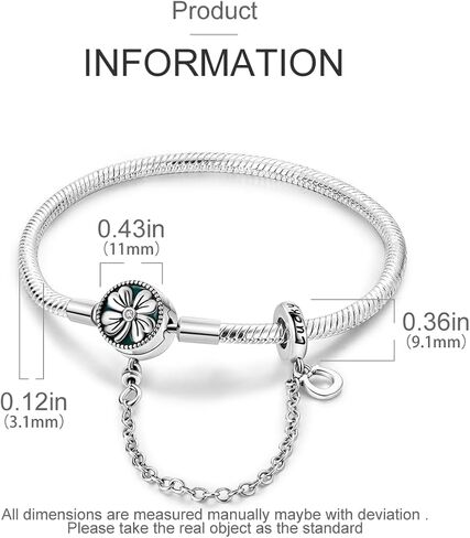 MULA 925 Sterling Silver Snake Chain Charm Bracelet Butterfly Heart Clover with 5A Cubic Zirconia for Women Girls Gift for Her in Kuwait