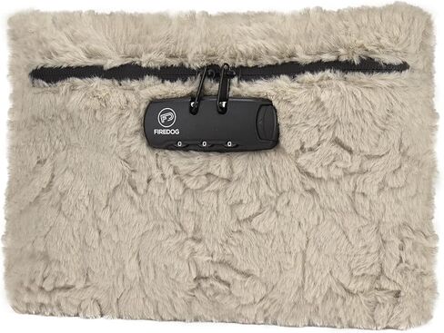 FIREDOG Money Bag with Lock, Furry Fluffy Faux Fur Locking Pouch for Cash, Bank Deposits, Wallet, Medicine, Phone and Credit Cards(Tan) in Saudi Arabia