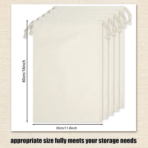 Silkfly 15 Pcs Canvas Drawstring Bag 16 x 12 Inch Muslin Bags with Drawstrings Reusable Produce Bags Coin Money Bank Bag for Store Change, Rice, Toy, Clothing and Accessories in Saudi Arabia