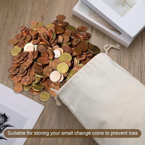Silkfly 15 Pcs Canvas Drawstring Bag 16 x 12 Inch Muslin Bags with Drawstrings Reusable Produce Bags Coin Money Bank Bag for Store Change, Rice, Toy, Clothing and Accessories in Saudi Arabia