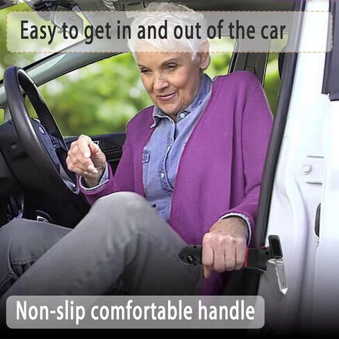 Locisne Car Door Assistance Handle, 5 in 1 Vehicle Support Handles Multifunctional Portable Safety Hammer Seatbelt Cutter Car Handle Assist with Lighting Function for Elderly and Handicapped in Kuwait