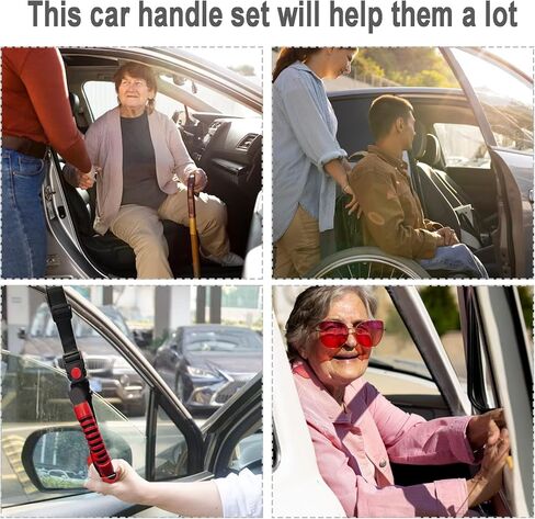 Locisne Car Door Assistance Handle, 5 in 1 Vehicle Support Handles Multifunctional Portable Safety Hammer Seatbelt Cutter Car Handle Assist with Lighting Function for Elderly and Handicapped in Kuwait