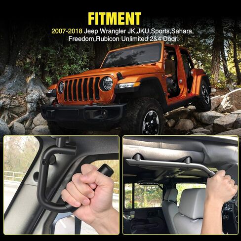 مقابض Nilight الأمامية والخلفية مقابض من الألومنيوم لمقبض قضيب لف لـ 2007-2018 Wrangler JK JKU Sports Sahara Freedom Rubicon X وغير محدود، ضمان لمدة عامين in Saudi Arabia